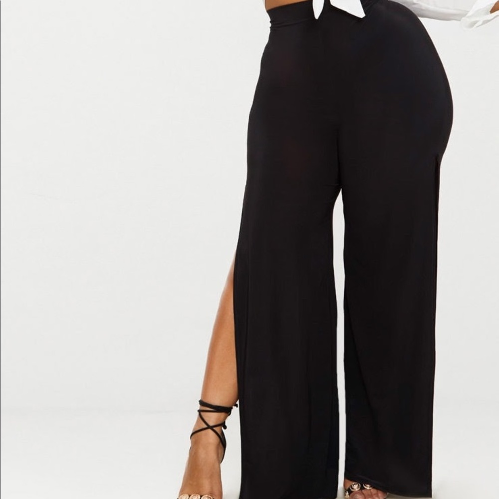 Black Wide Leg Slinky Pants